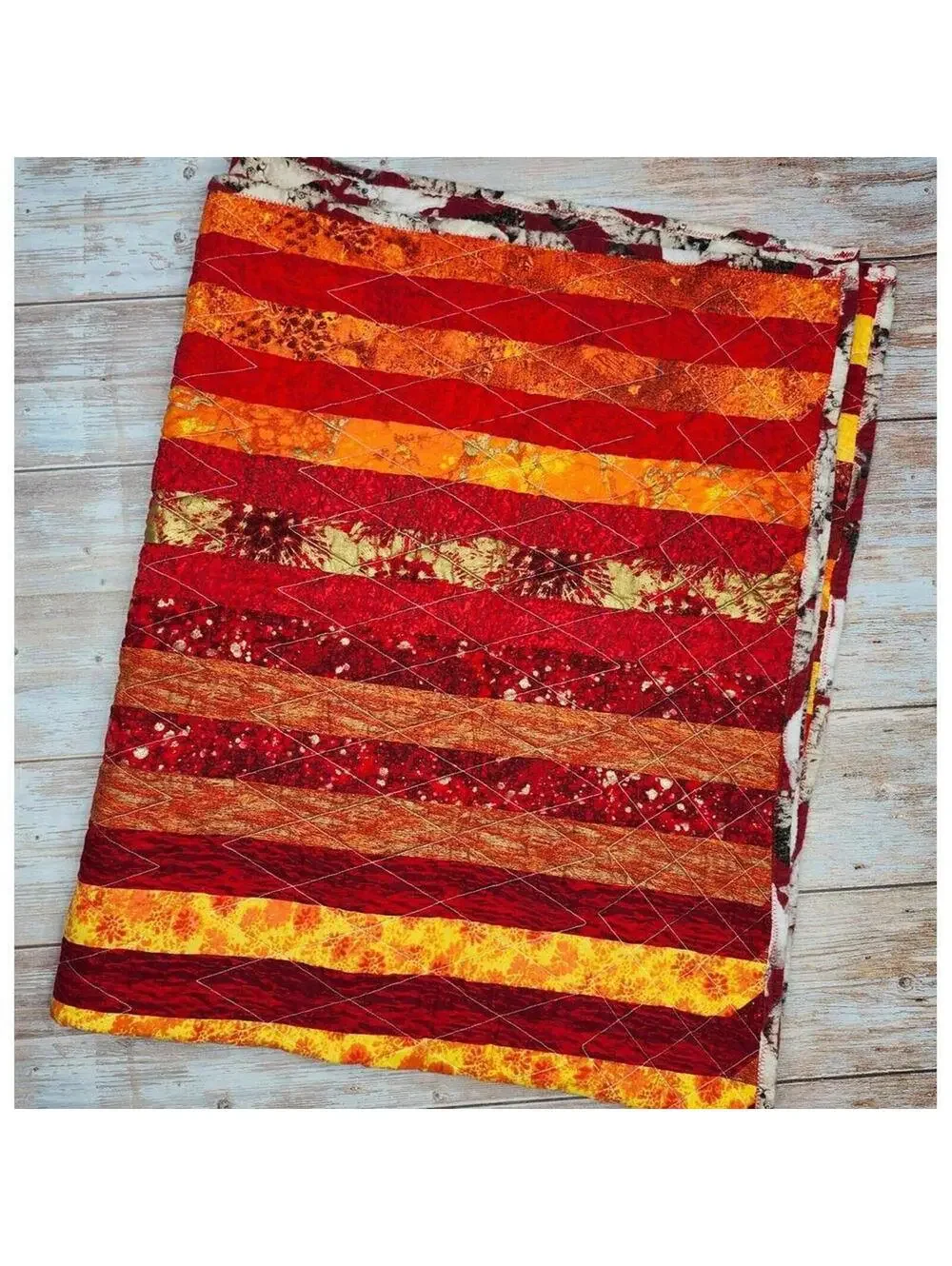 Handmade Patchwork Quilt w/ Cat Print Backing | 46 x 60 Lap Throw